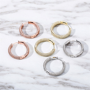 Boucles d'oreilles punk en forme de cercle, bijoux pour hommes, nouvelle mode urbain, Hip-Hop, en argent glacé, en diamant - Product Image 2