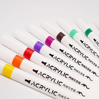 Marqueurs acryliques à pointe fine Wingart 12 couleurs entièrement personnalisables, pointe triangulaire en feutre, stylos de couleur dans une boîte de transport PP pour le dessin