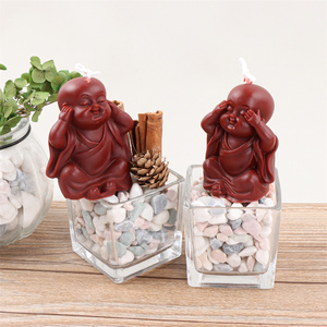 Moule à bougie 3D amusant en forme de petit moine, style chinois, ne voir, ne entendre, ne <span class=keywords><strong>parler</strong></span> que du bien, statue de Bouddha en résine, décoration d'intérieur - Product Image 4