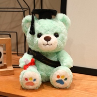 Ours en peluche personnalisé mignon pour la remise des diplômes, avec chapeau de docteur, bleu/rose, peluche douce, cadeau de remise des diplômes