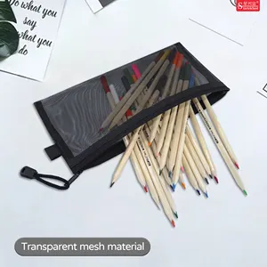 Durable Black Mesh Bags Makeup Bags Cosmetic Travel Organizer Storage Bags Pencil Case Mesh Zipper Pouch