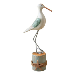 Adorno de Pájaro de Madera Gaviota con Base de Tronco de Árbol, Decoración Artística con Temática Oceánica - Product Image 4