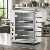 5 Grilles de barbecue, rôtissoires à poulet, fours à gaz, rôtissoires à poulet en acier inoxydable avec porte en verre trempé