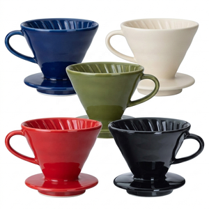 Filtro per Caffè in Ceramica, Portafiltro Manuale a Spirale Scanalato, Macchina per Caffè a Goccia Manuale Misura 02 per Baristi Casalinghi - Product Image 1