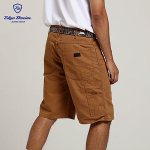 <span class=keywords><strong>Jean</strong></span> chaud d'été pour homme avec ceinture, <span class=keywords><strong>Short</strong></span> <span class=keywords><strong>en</strong></span> Denim marron rincé <span class=keywords><strong>court</strong></span> coupe ample - Product Image 3
