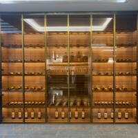Meubles de bar et de restaurant BAINENG, armoire à vin en acier inoxydable avec éclairage LED, armoire de présentation moderne, armoire à vin
