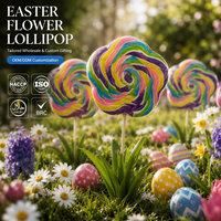 Sucette géante en forme de fleur de Pâques 400g, bonbon dur tourbillonnant arc-en-ciel, énorme sucette florale pour centre de table de fête, personnalisable