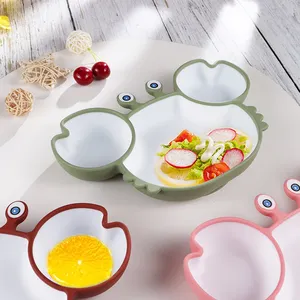 Пищевой безопасный силиконовый материал Детский Набор Для Кормления Чаша с ложкой детская посуда в форме краба детская присоска