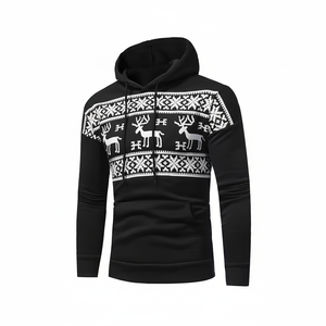 Sudaderas con Capucha de Manga Larga Holgadas de Felpa 100% Algodón para Hombre, Diseño Personalizado, Estampado Navideño, Sudadera de Invierno, Otoño - Product Image 1