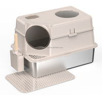 Toilette pour animaux de compagnie en acier inoxydable à design ouvert, grande capacité de 20 L, portable, facile à nettoyer, couleur personnalisée, accessoire pour bac à litière pour chat