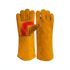 Gants de soudage en cuir résistant à la chaleur, 14 pouces, manchette droite, résistance à l'abrasion, texture lisse, couverture complète - Product Image 1