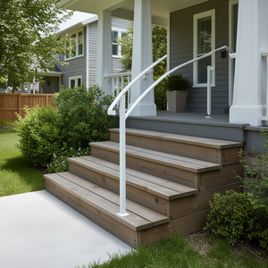 Rampe d'escalier extérieure flexible WEOR en fer forgé blanc, 4 marches, style transitionnel pour marches en bois ou en béton - Product Image 2