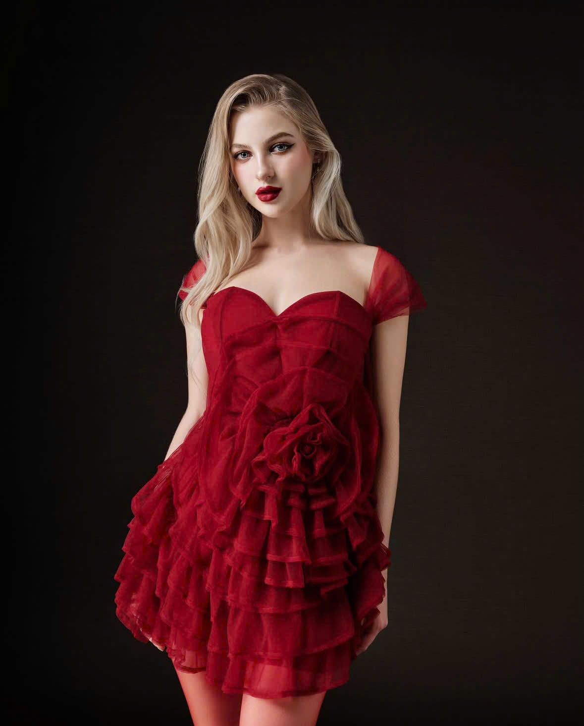 strapless open back dress Dolce & Gabbana Red Plaid Studded Wool Dress – Vintage by Misty main image 1