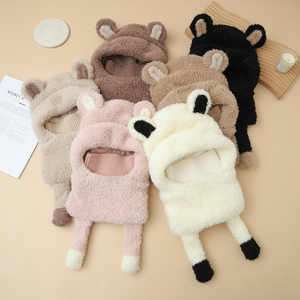 2025 nouveau chapeau en tricot coupe-vent chaud pour femmes automne et hiver mode avec écharpe ours en peluche et masque facial <span class=keywords><strong>bonnet</strong></span> de cyclisme en plein air - Product Image 1