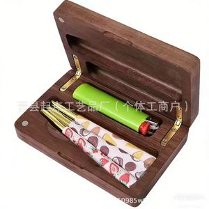 Étui à cigares portable en bois sur mesure, boîte de rangement pour briquet et cigarettes, étui à cigarettes en bois de noyer avec fermeture magnétique - Product Image 4