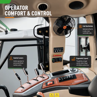 Tracteur agricole 4x4 120 ch avec cabine climatisée, moteur diesel, démarrage électrique