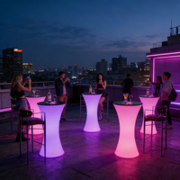 Table de bar LED ronde moderne d'extérieur en gros, avec lumières changeantes – Écologique, idéale pour les hôtels et les fêtes d'anniversaire – Offre spéciale