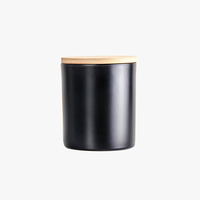 7oz 10oz 12oz 14oz bocal en verre à bougie vide noir mat personnalisé avec couvercle noir en bois pour bougies