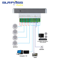 Ev arka plan müzik sistemi için USB AUX girişi ile SP-PW425G 2.8 inç akıllı duvar amplifikatörü