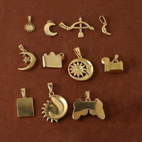 Pendentif caméra cachée vintage plaqué or 24 carats en acier inoxydable cupidon flèche soleil lune breloque