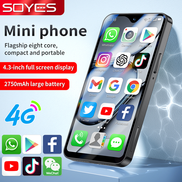 SOYES XS18 Pro Max 4.3" Global 4G Mini Smartphone Android10.0 With 2750mAh Battery Facial Recognition GPS OTG Small Mobile Phone
