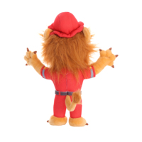 Peluche personnalisée Lion Pompier, Mascotte en Peluche Rouge avec Uniforme de Pompier, Poupée en Peluche Lion avec Logo Brodé, Promotion de la Brigade Incendie