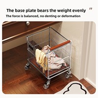 Panier à linge sale rectangulaire mobile 1 niveau, gain de place, avec rangement pour chaussettes sous l'armoire