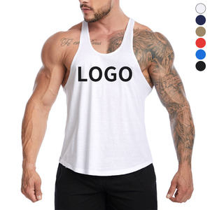 Camiseta sin mangas de algodón para hombre con logo personalizado, transpirable, para entrenamiento, gimnasio, fitness, ropa deportiva. - Product Image 1