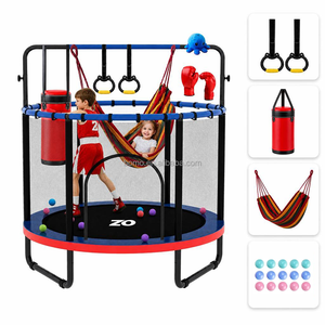 Trampoline pour enfants Zoshine 4-en-1, fabricant de trampolines, trampoline de 55 pouces avec sac de boxe, anneaux, hamac, certifié TUV, trampoline d'intérieur pour tout-petits - Product Image 3