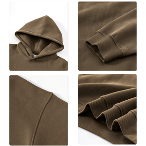 Wholesale Luxury Custom Heavyweight <b>Men</b> Oversized Hoodie Manufacture Heavy Cotton 350g Fleece Hoodie No Drawstring <b>Pullover</b> - Product Image 3