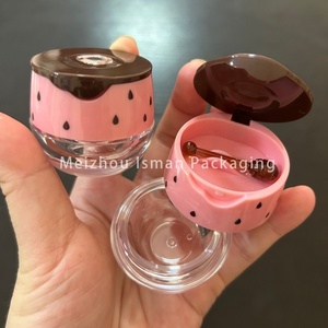 ISMAN Luxury 6g Wadah Lip Balm Pink Honey Pot Lucu Untuk Anak-Anak, Stoples Masker Bibir Dengan Kuas Sendok Plastik Grosir Label Pribadi Pro - Product Image 5
