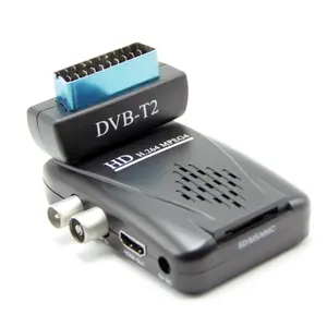 Dijital Scart TV kutusu Tuner DVB-T2 Mini HD Freeview alıcı HD TV için 1080p çözünürlük desteği