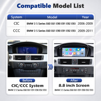Écran multimédia CodeLynk pour BMW Série 3 Série 5 E60 E61 E90 E91 E92 E93 2006-2011 CIC CCC CarPlay sans fil 4 en 1 Écran tactile