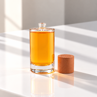 Flacon de parfum rond en verre personnalisé 30ml 50ml, contenant vide pour parfum, couvercle en bois, vaporisateur à pompe, emballage cosmétique