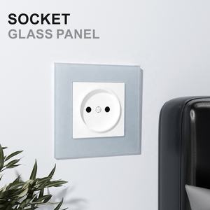 3mm光沢強化ガラスフレームEU規格16A 250V非接地壁コンセント（TRチャイルドプルーフ保護付き） - Product Image 3