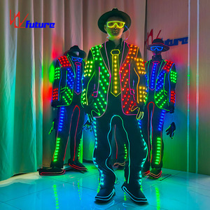 Michael Jackson LED Fiber Glow Cool Light Show Costume de danse Costume de performance de scène attrayant pour la danse de salon <span class=keywords><strong>latine</strong></span> - Product Image 2