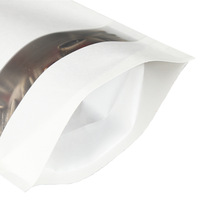 Sachet refermable écologique biodégradable avec fenêtre mate, en papier kraft blanc, réutilisable, imprimé numériquement, en PE, pour le sucre