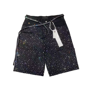 <span class=keywords><strong>Pantaloni</strong></span> Harem da <span class=keywords><strong>Uomo</strong></span> Personalizzati in Denim Vintage con Design Baggy, Lavaggio Acido, Orlo Grezzo e Decorazioni in Strass, Stile Hip Hop Estivo - Product Image 5