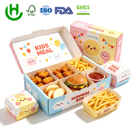 Boîte alimentaire à emporter en carton blanc sur mesure avec languette de verrouillage et impression couleur pour l'emballage de burgers, poulet et snacks – Vente en gros