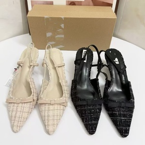 Collezione ZA Scarpe da Donna Nuovo Stile Estivo di Qualità con Tacco Medio Eleganti Scarpe da Cerimonia Sandali Slingback Tacchi Neri Formali - Product Image 1