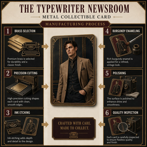 The Typewriter Newsroom - Juego de Tarjetas Coleccionables de Metal Grabado en Latón de Primera Calidad para Coleccionistas y Amantes del Arte del Periodismo Vintage - Product Image 4
