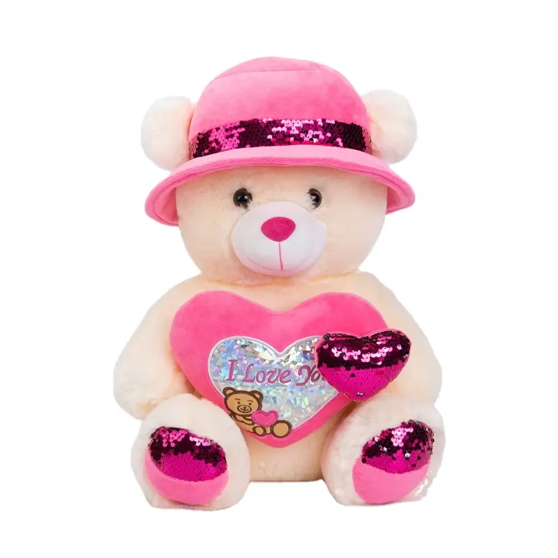 The global sell good quality Can be used as a gift pink love heart teddy bear plush toys