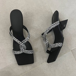 <span class=keywords><strong>Sandali</strong></span> con zeppa geometrica e punta quadrata con strass di lusso 2025 - <span class=keywords><strong>Sandali</strong></span> con tacco <span class=keywords><strong>da</strong></span> donna per feste ed eventi serali - Product Image 5