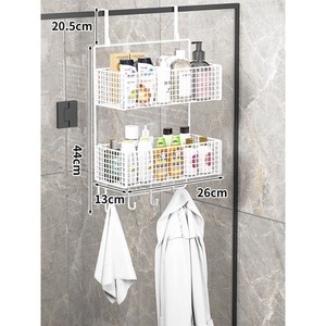 Modern Double Tier Stainless Steel Wall Mounted Shower Room <b>Racks</b> Punch-Free Bathroom Towel Storage <b>Racks</b> with Glass Doors - Product Image 2