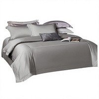 Parure de lit quatre pièces en coton de luxe léger américain, couleur unie, toucher frais en soie glacée, 600TC, drap et housse de couette lavables à la main