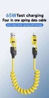 Kabel Pengisian Daya Cepat Tipe C 4 in 1 yang Dapat Ditarik 1.5m Pengisi Daya Ponsel dengan Ladekabel Oplaadkabel Solusi Pengisian Daya Serbaguna