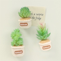 Aimant de réfrigérateur en forme de plante succulente artificielle en pot, faux cactus fait main en fil de laine, réaliste, créatif, décoration d'intérieur, plante en pot