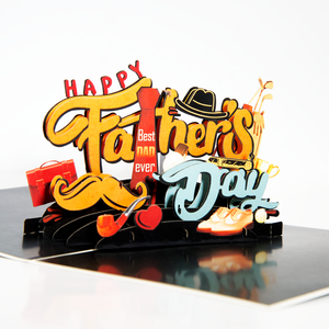 Carte de vœux 3D pop-up pour la fête des pères, meilleur papa du monde, cartes en papier recyclé écologiques, vente en gros - Product Image 4