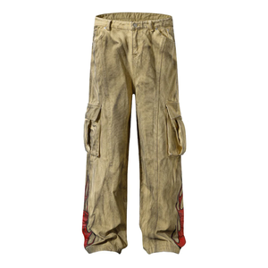 Pantalones Cargo Retro de Lona con Lavado Desgastado para Hombre, Estampado Gráfico de Llamas, Multibolsillos, Holgados, Estilo Skateboard, Moda Urbana, Personalizados - Product Image 5