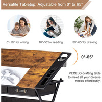 Table à dessin réglable avec 2 tiroirs de rangement Tabouret de table incliné pour bureau maison pour artistes peintres station de travail pour artistes